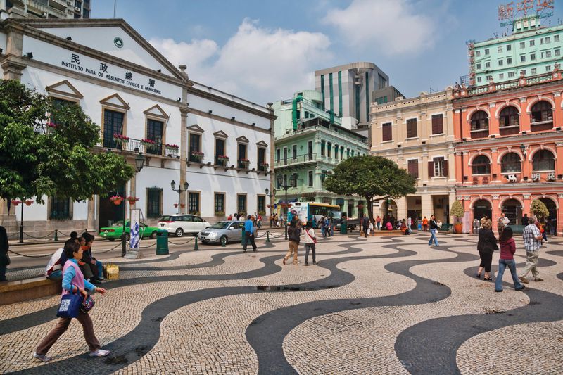 Leal Senado Building at Largo do Senado, Senado Square in historic centre of Macau.