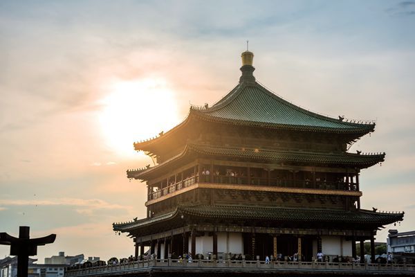 The sun setting at the location of the old Tang capital, Chang&#x27;an where the Hejiacun Hoard was discovered. 