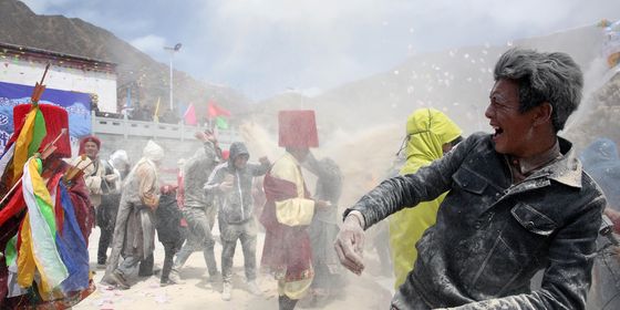 Tibetans in Qinghai celebrating