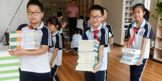 Chinese students with books